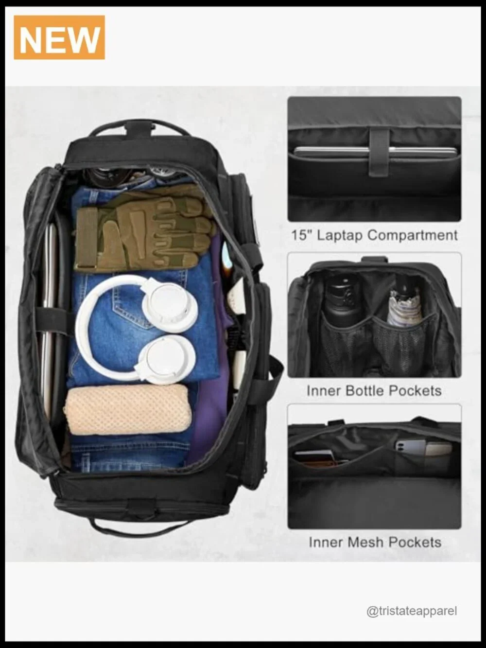 3-in-1 Travel Duffle Bag 50L Gym Sports Tactical Backpack Shoe Compartment
